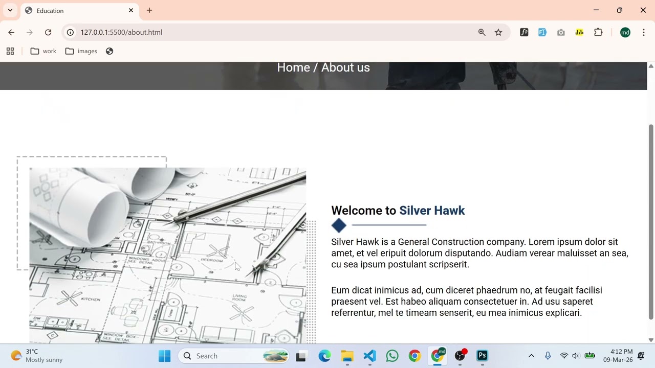 Class-22(WD) PSD to HTML---about page design