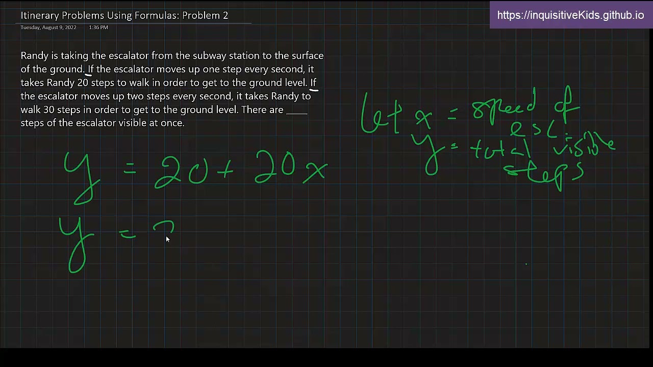 6th Grade Itinerary Problems Using Formulas: Problem 2