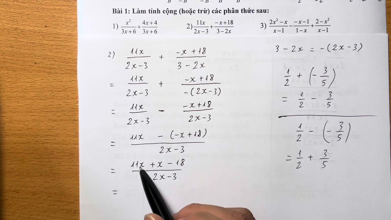 BÀI GIẢNG TOÁN 8: Phép cộng và phép trừ phân thức