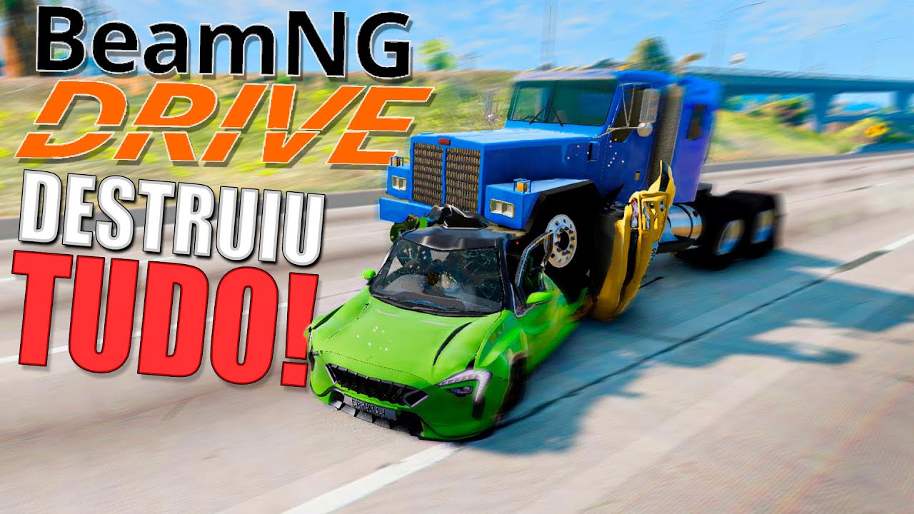 Caminhão em Alta Velocidade destruindo Carros na rua no Beamng Drive com Mods