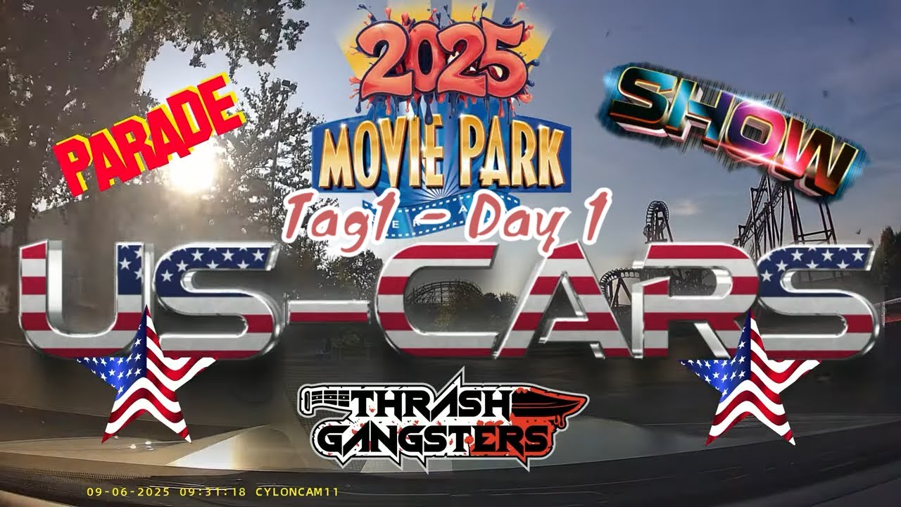 US Cars Movie Park  - Day 1 - Classic US & Muscle Cars, Show Cruise 2025 through the amusement park