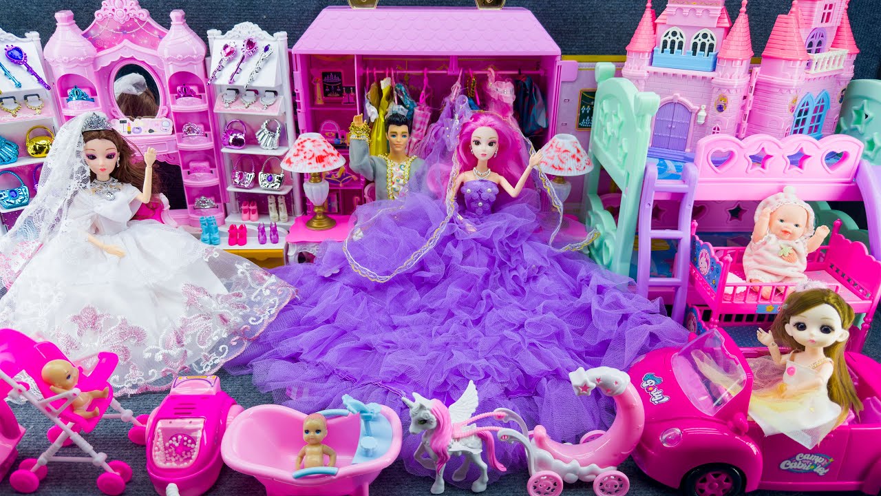 20 Minutes Satisfying Unboxing Barbie Princess Bed & Furniture Play Set Review Toys | ASMR