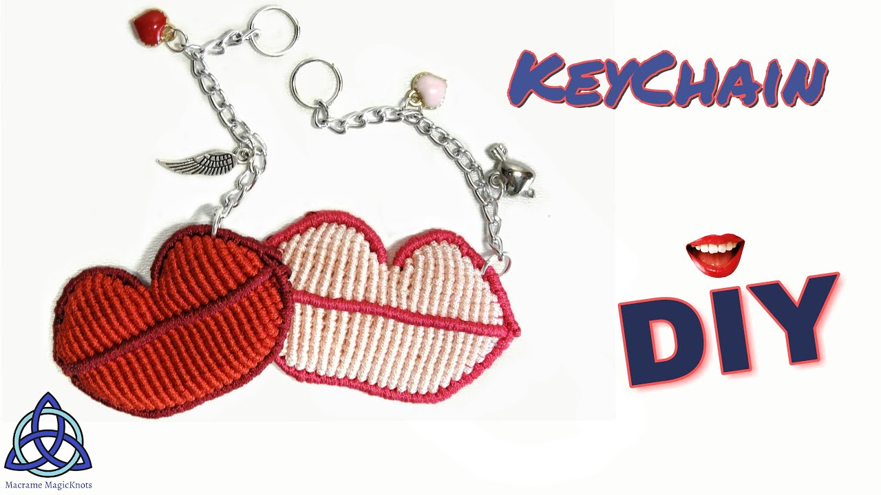 How to make Macrame  Lips Keychain Tutorial- Macrame Craft Idea