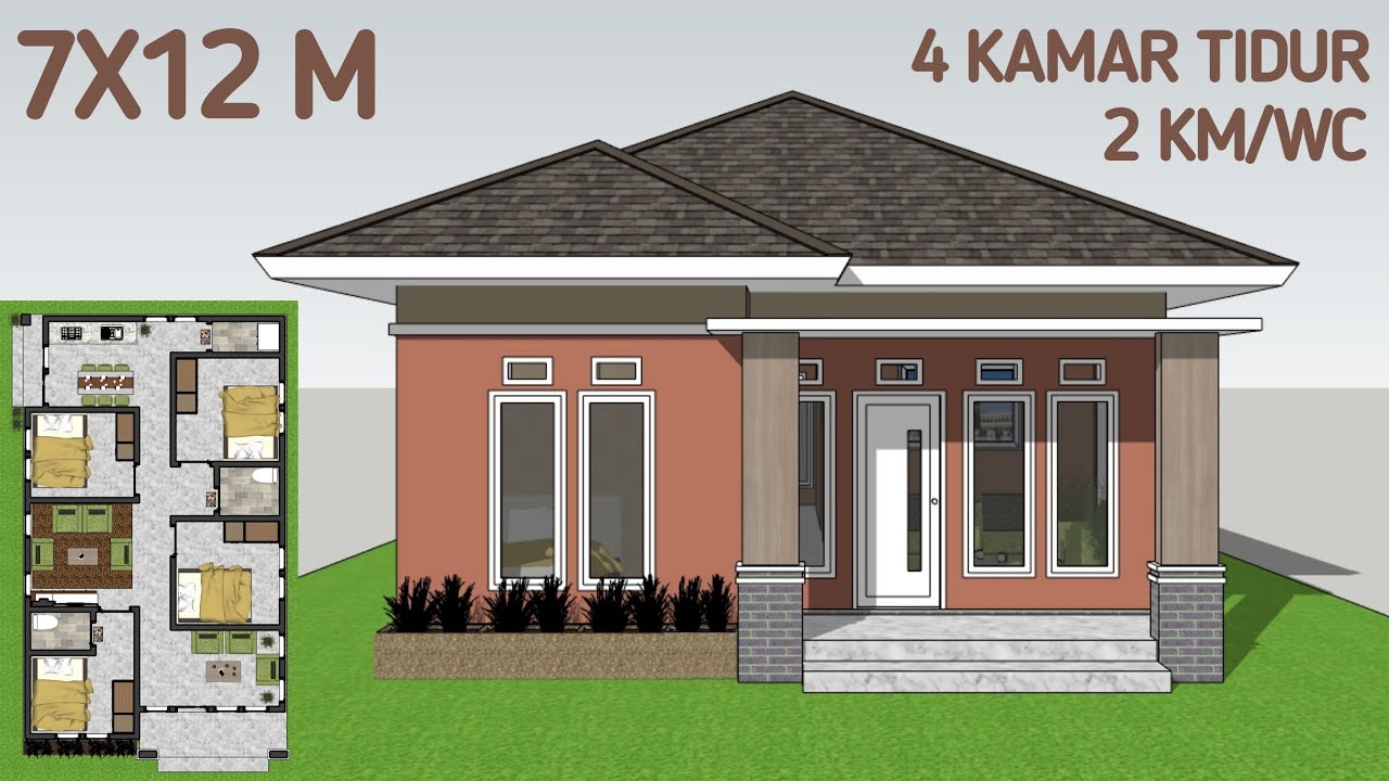 Desain Rumah 7x12 Meter 4 Kamar Tidur
