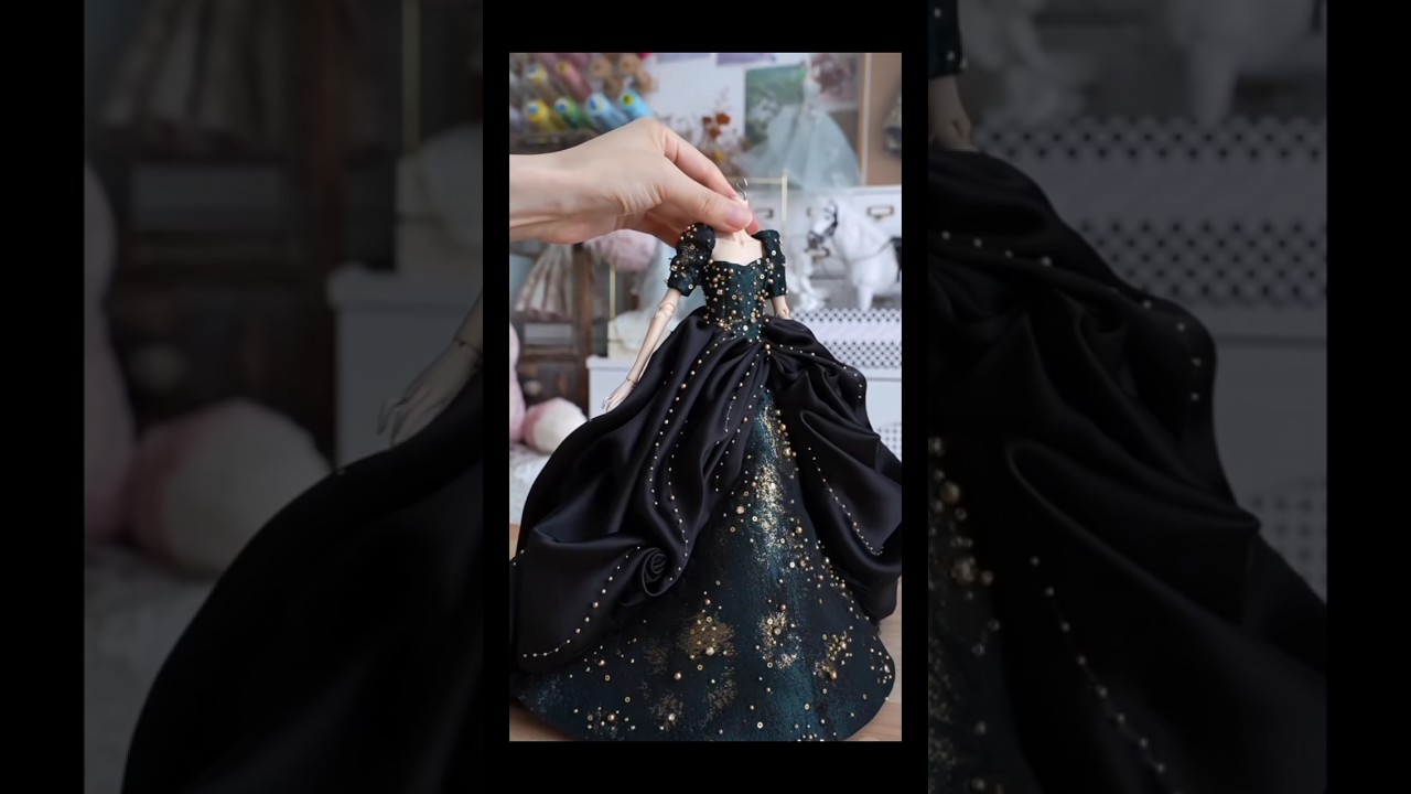 Black & Gold Gala Gown | DIY Doll Dress #diy #youtubesearch #trending #relatable