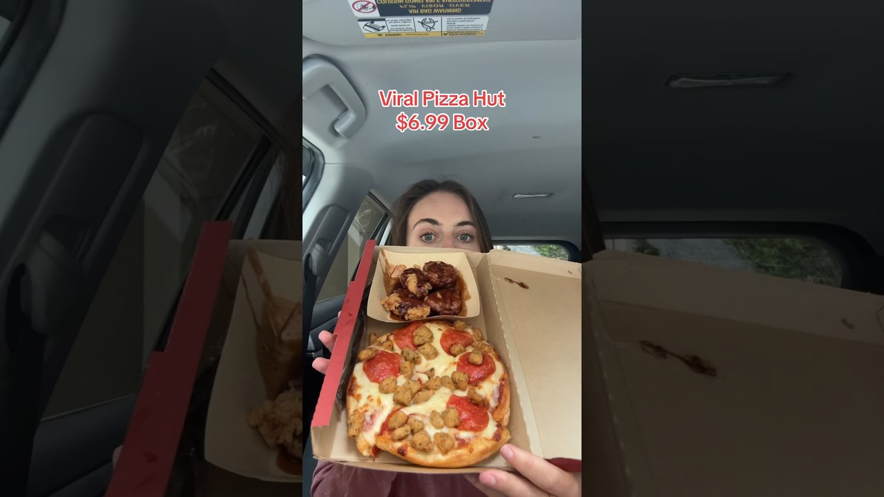 Trying the VIRAL Pizza Hut 🍕 $6.99 box #pizzahut #myhutbox #fastfooddeals #fastfoodreview #yummy