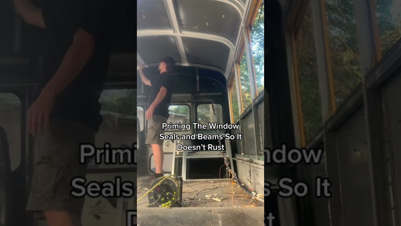 School bus conversion! Putting the windows back in! #skooliebuild #schoolbusconversion