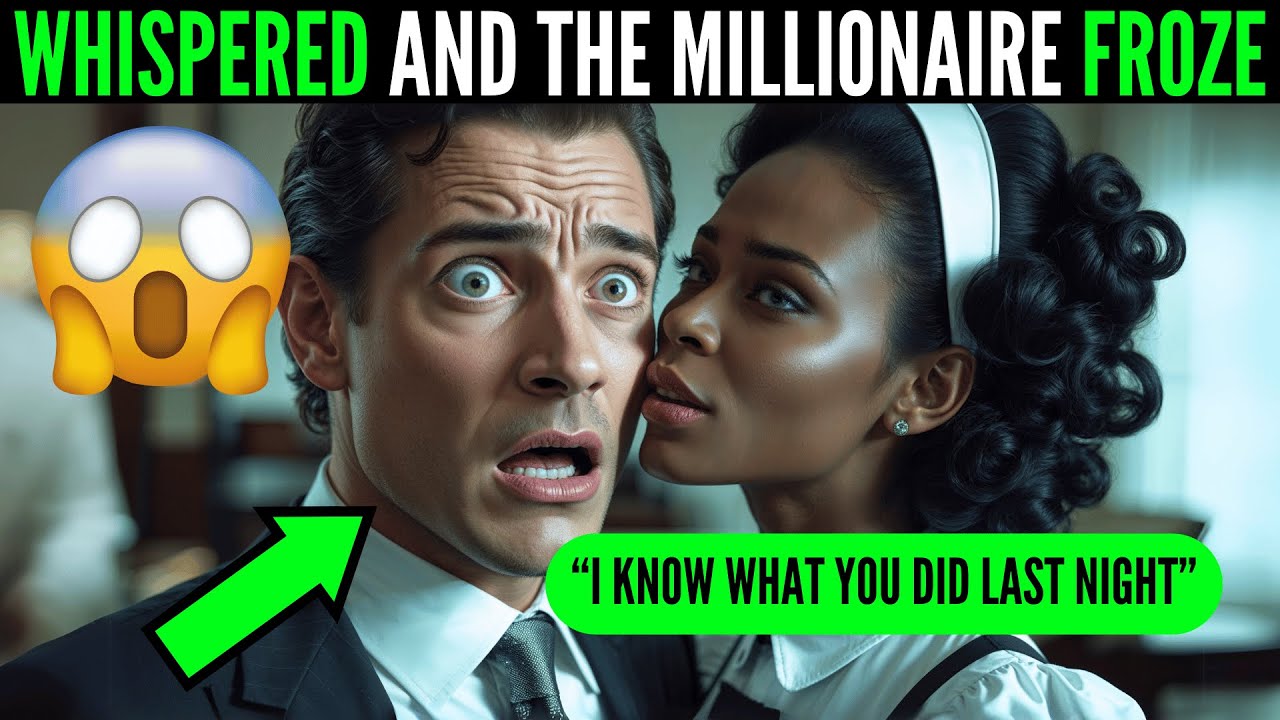 JUST BEFORE LEAVING THE HOUSE THE MAID WHISPERED IN THE MILLIONAIRE'S EAR LEAVING HIM SCARED
