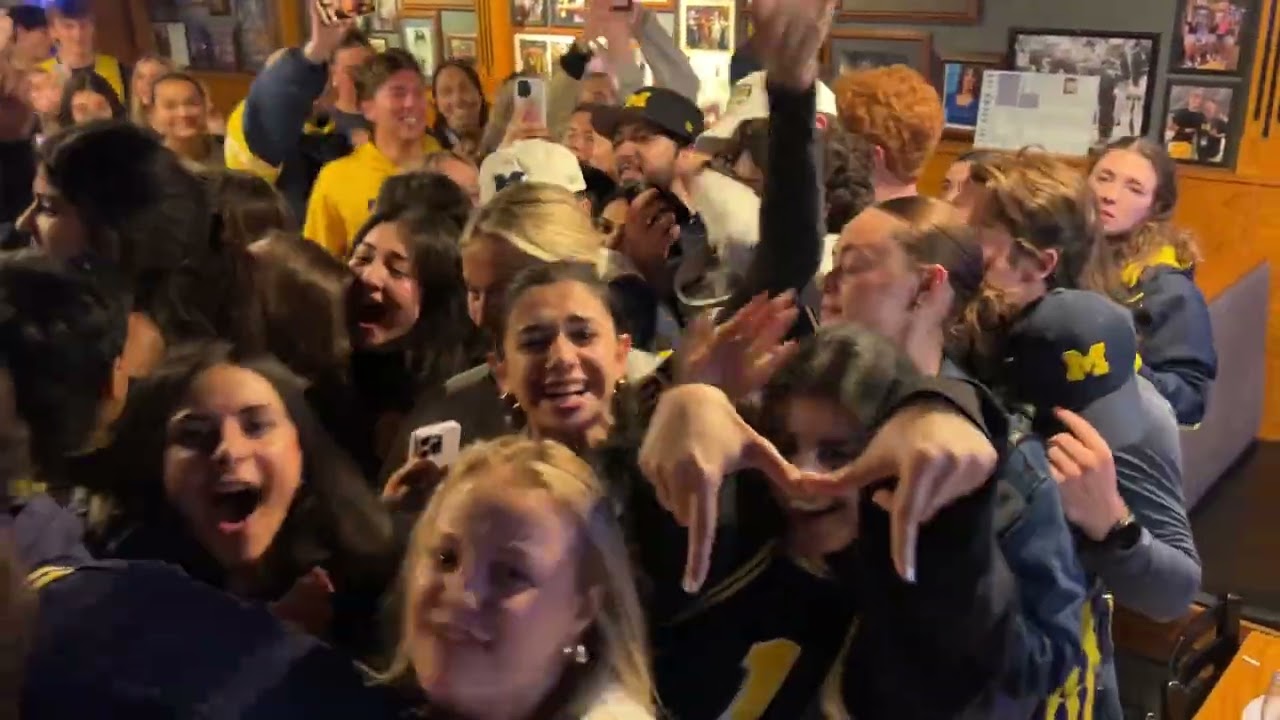 Watch the celebration inside The Brown Jug as Michigan basketball wins national title