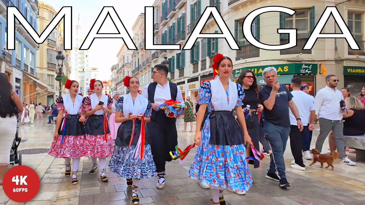 MALAGA, SPAIN 4K WALKING TOUR - Sunset & Night City Life