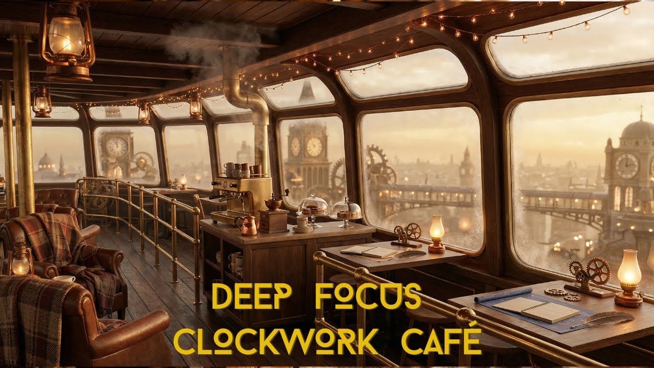 High-Quality Cinematic Deep Focus Music 🕰️ | Cozy Clockwork Café Ambience ⚙️☕
