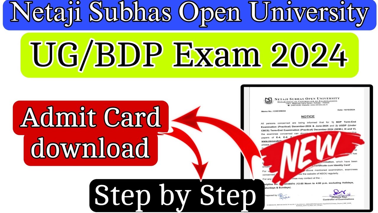 NSOU Admit card download 2024 || nsou ug & bdp admit card download 2024 || nsou term end exam 2024