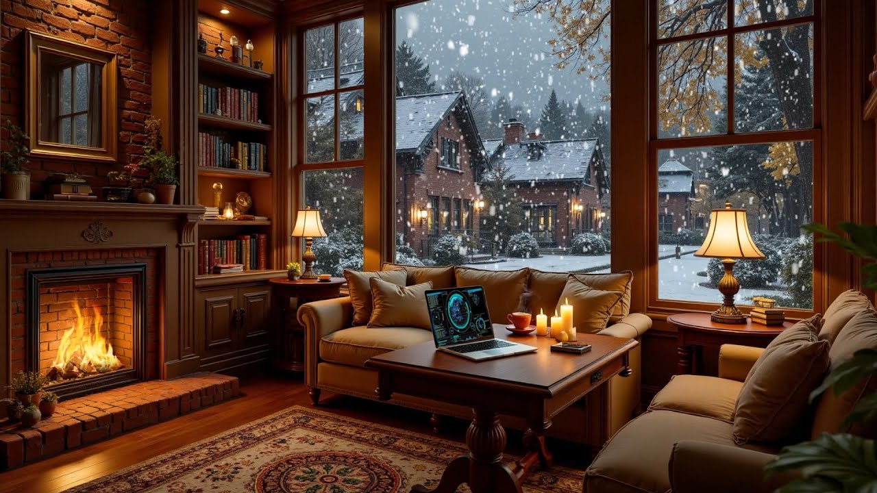 Warm Winter Morning ☕ Cozy Piano Music & Fireplace Ambience for Study and Calm