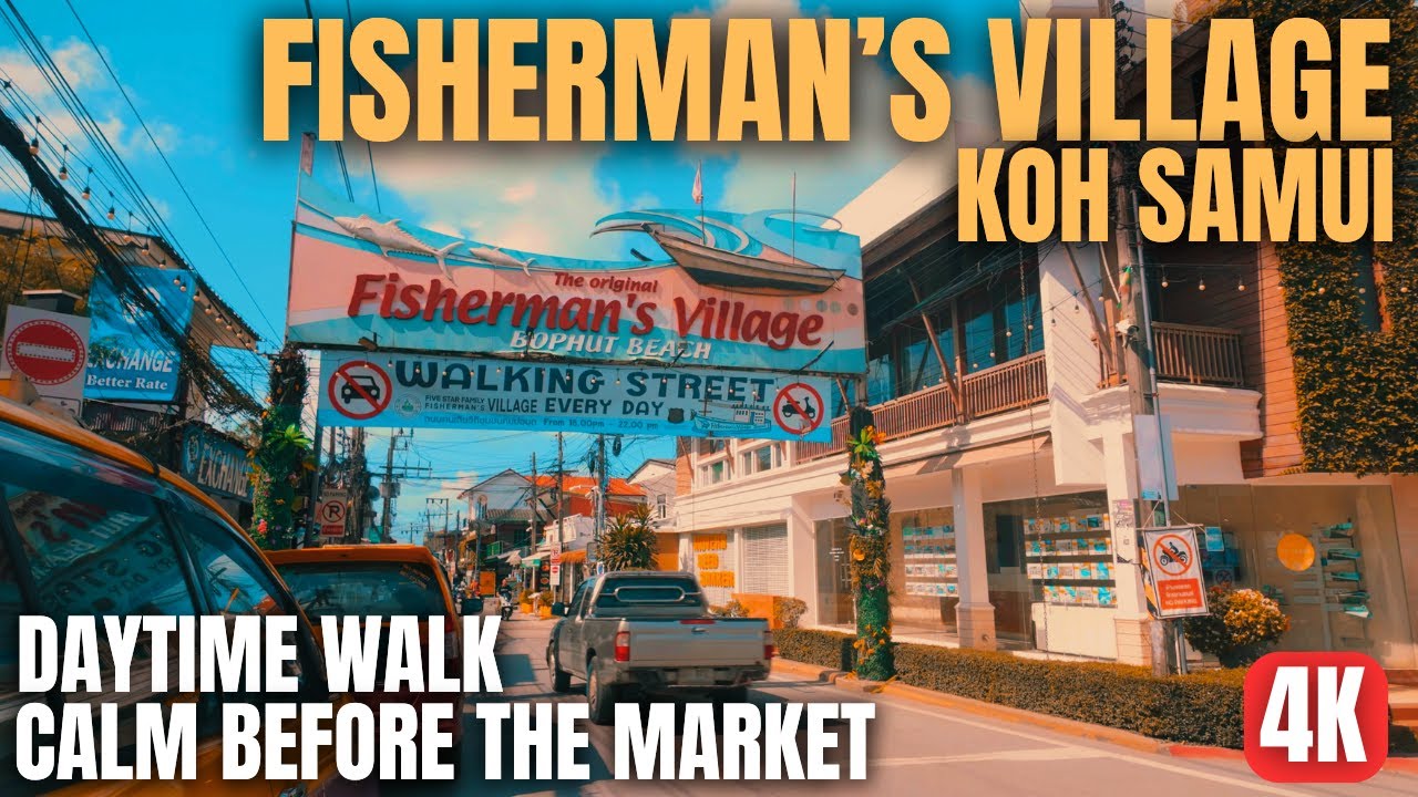 Before the Crowds – Daytime Walk in Fisherman’s Village, Koh Samui (4K)