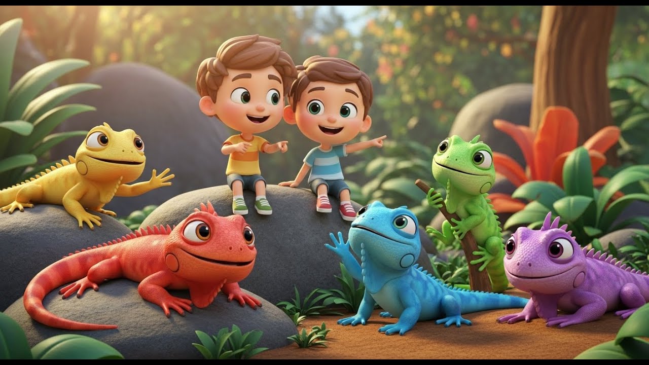 Cinco Pequenas Iguanas Sol Sol Sol | Nursery Rhymes & Spanish Counting Songs