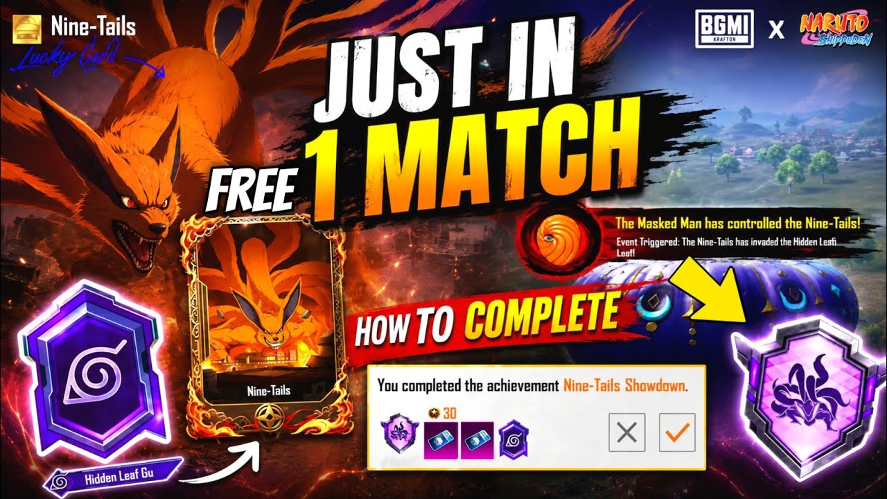 HOW TO COMPLETE NINE TAILS HIDDEN ACHIEVEMENT IN BGMI | GET HIDDEN LEAF GUARDIAN TITLE | 4.5 UPDATE