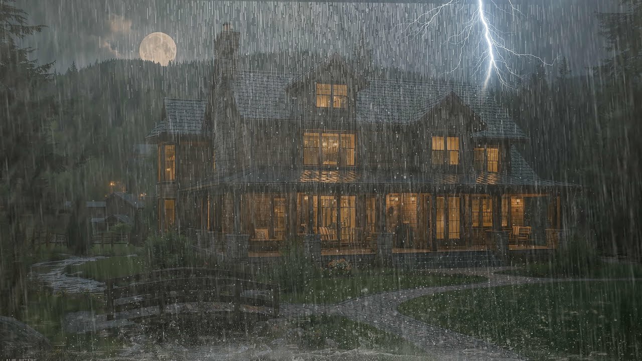 🌧️ Cozy Night Rain at Mountain Cabin 🌙 Deep Sleep, Relaxing Rain Sounds for Insomnia
