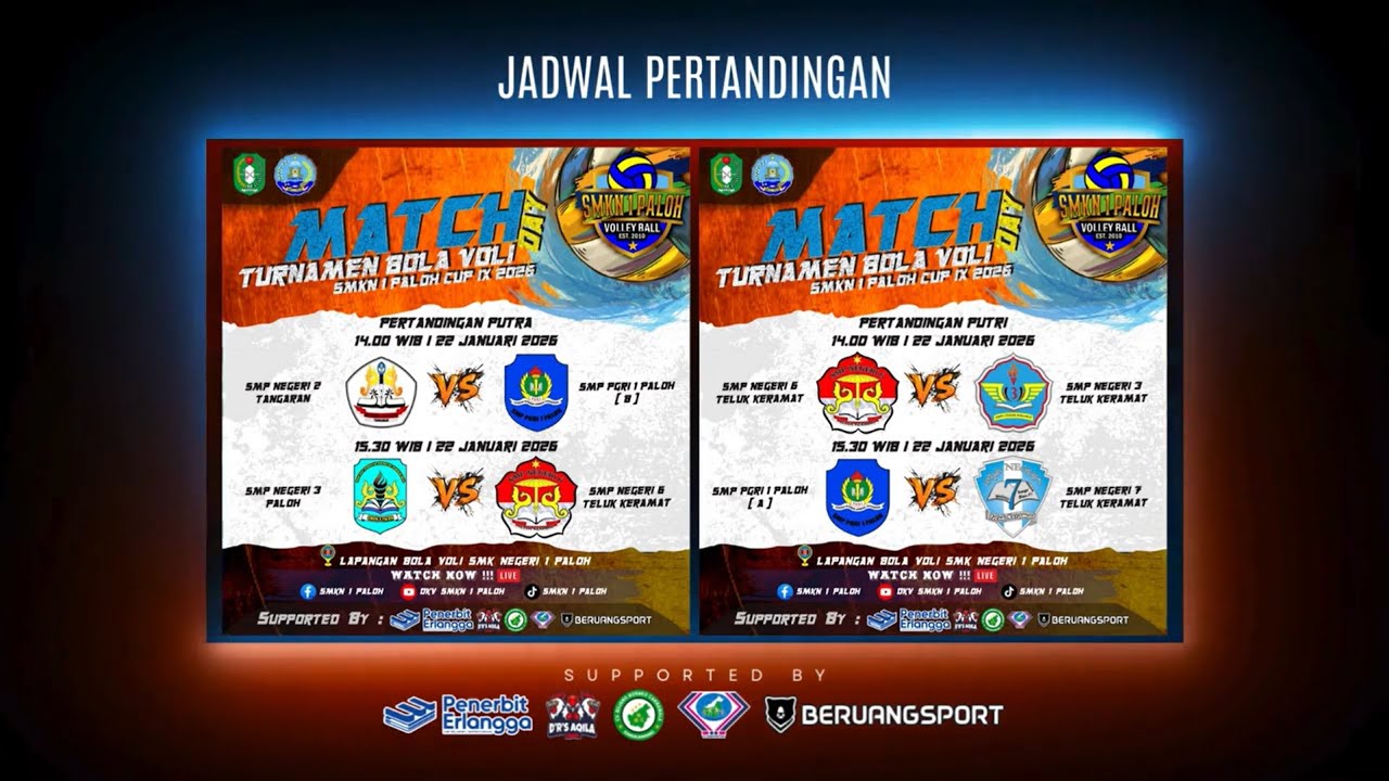 MATCH DAY 22 JANUARI 2026 TURNAMEN BOLA VOLI SMKN 1 PALOH CUP IX 2026 | PERTANDINGAN PUTRI