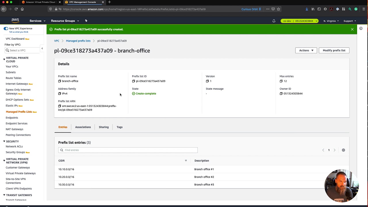 AWS VPC Prefix List demo