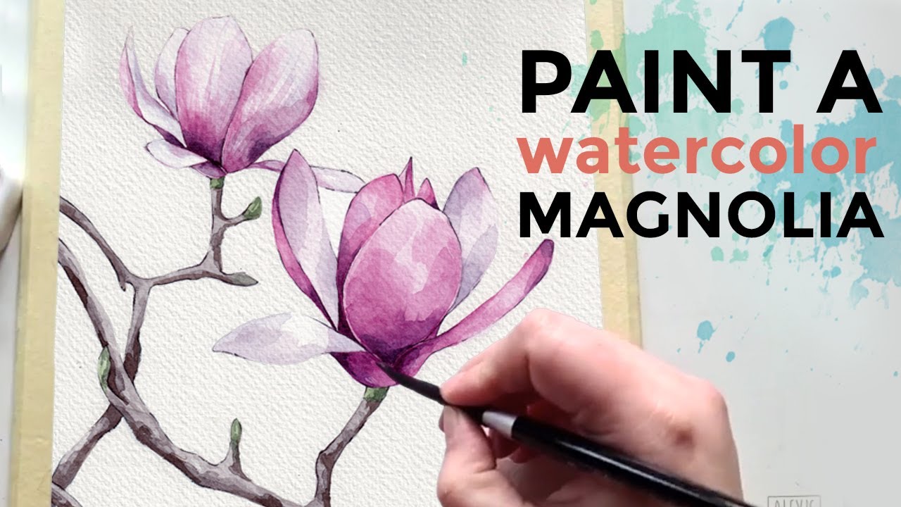 How to paint a Magnolia flower with watercolor