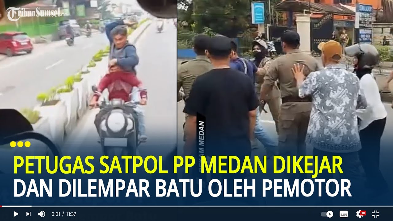 Viral Petugas Satpol PP Medan Dikejar dan Dilempar Batu oleh Pemotor Usai Penertiban
