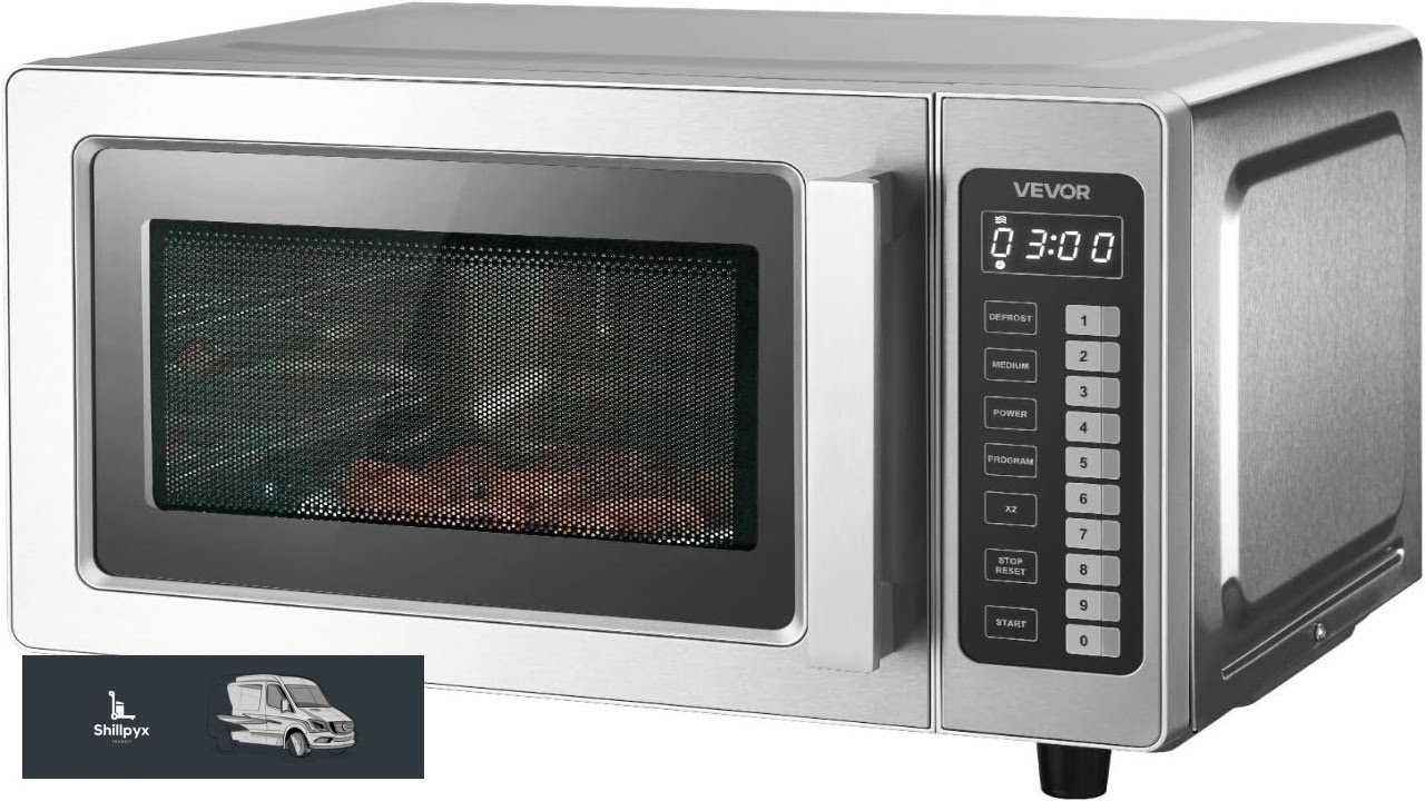 VEVOR Commercial Microwave Oven 0.9 Cu Ft 1000W Digital Stainless Steel Countertop