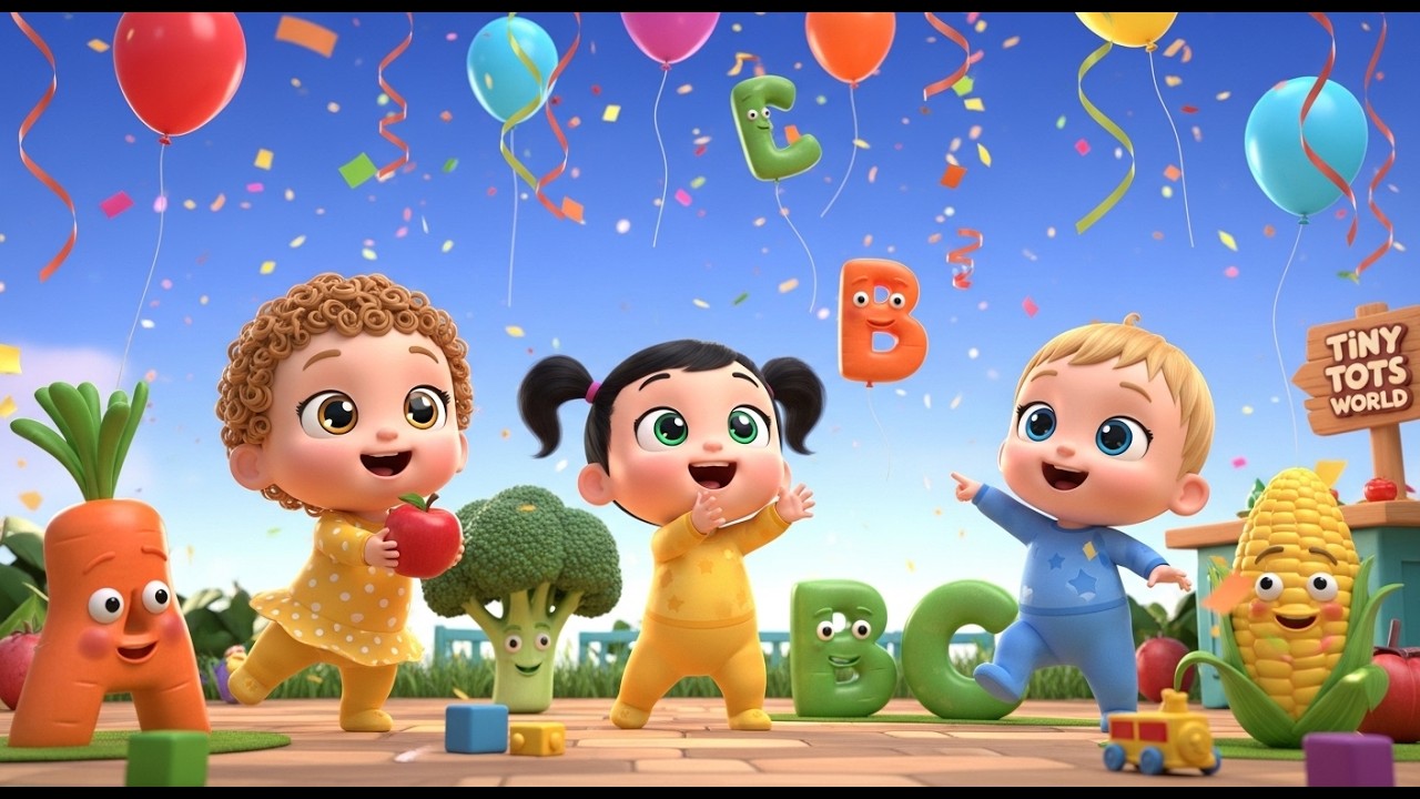 Vegetables ABC Song 🥕🥦 | Babies Learn Alphabet, Dance & Play with Colorful 3D Cartoon Veggies!