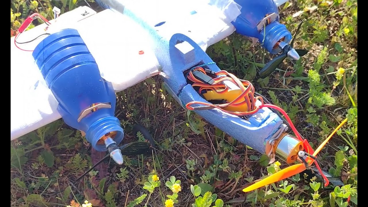 12 Lidl Glider RC conversion   Tri motor   Maiden Crash