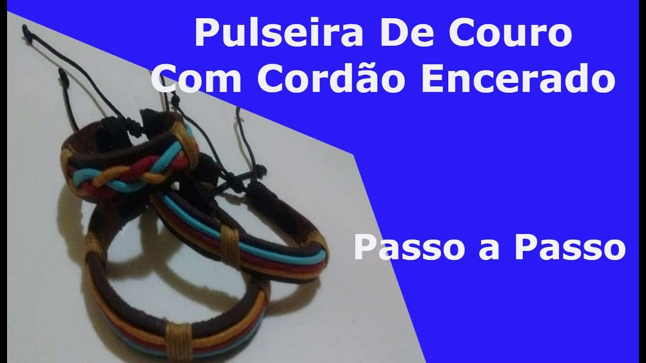 Pulseira de Couro com Cordão Encerado