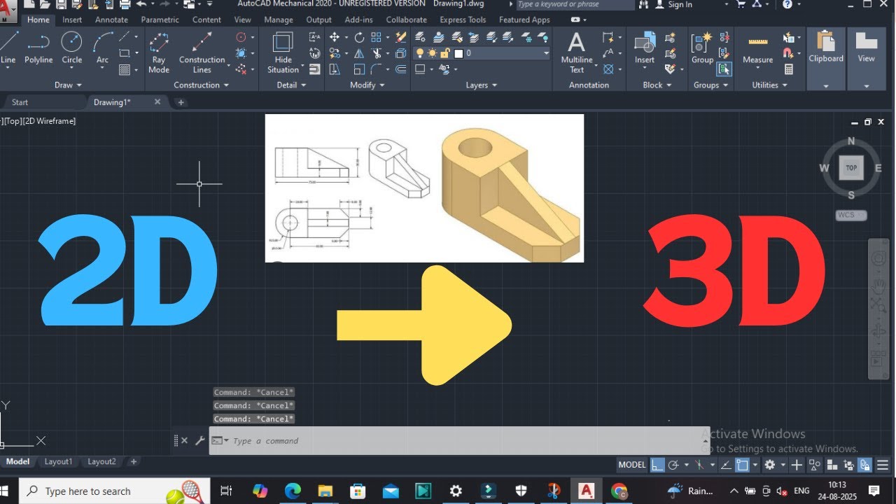 How to Convert 2D to 3D in AutoCAD | Easy Step-by-Step Tutorial for Beginners (2025)#cadsoftware