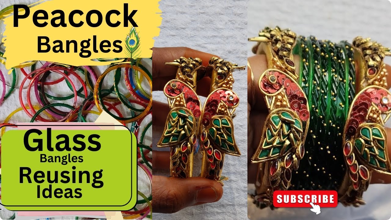 Trending silk thread bangles🦚| Glass bangles reusing ideas💡#youtube #silktheradbangles #reusingidea