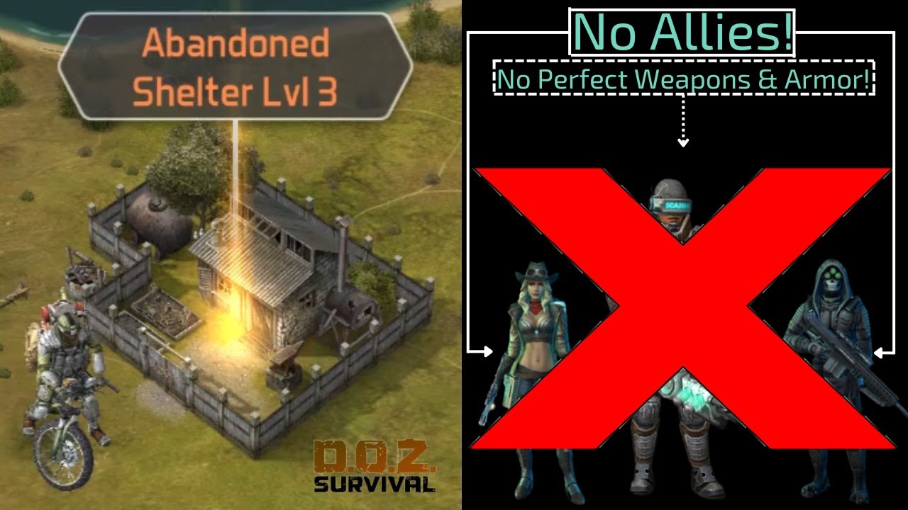 Abandoned Shelters Lv. 3 Without Allies And Perfect Weapon & Armor | Dawn of Zombies Challenges EP-4