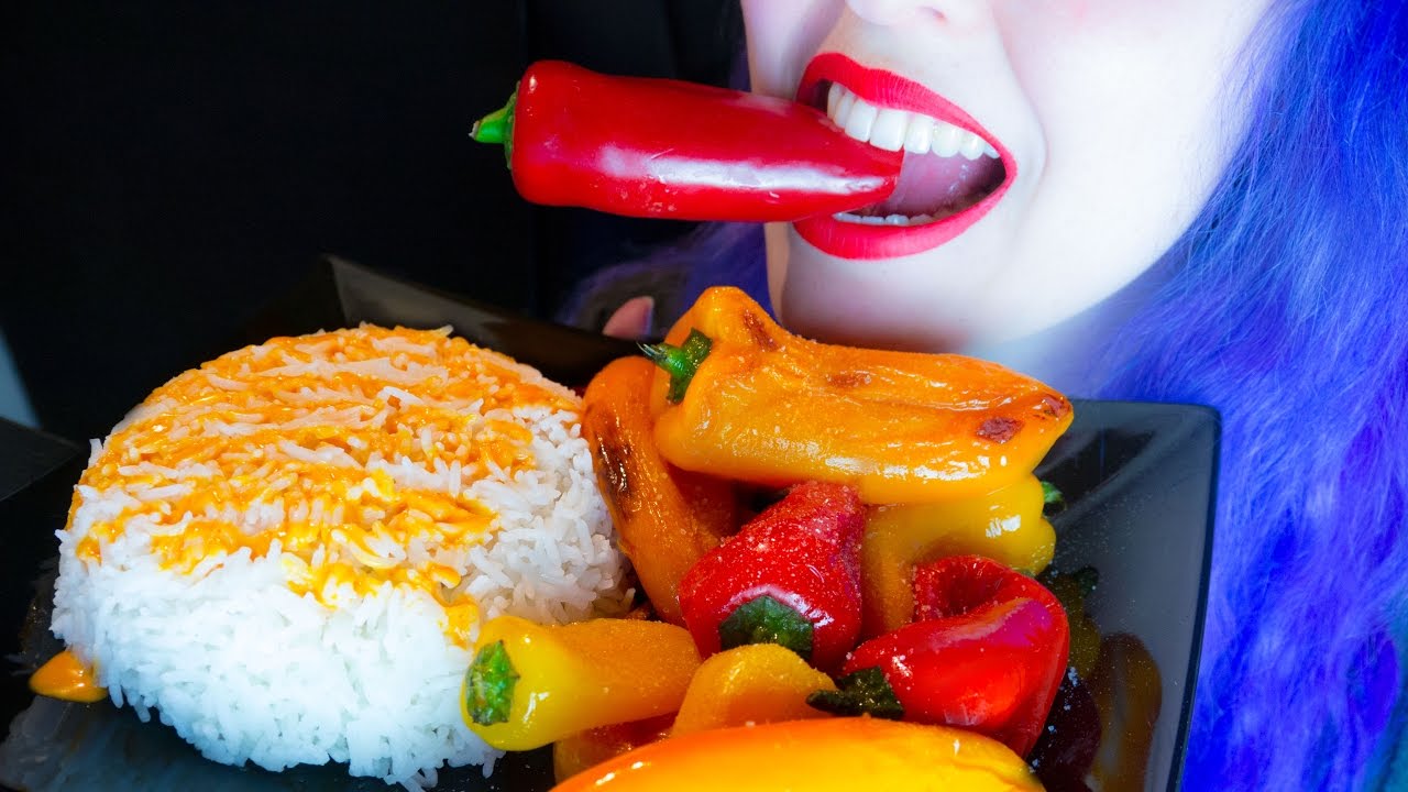 ASMR: Spanish Peppers & Hot Sriracha Mayo Rice ~ Relaxing Eating Sounds [No Talking | Vegan] 😻