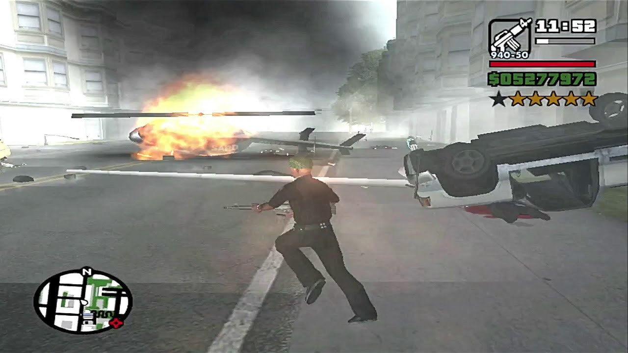 GTA SAN ANDREAS 6 Six Star Wanted Level Police Chase + Tank Army Rampage