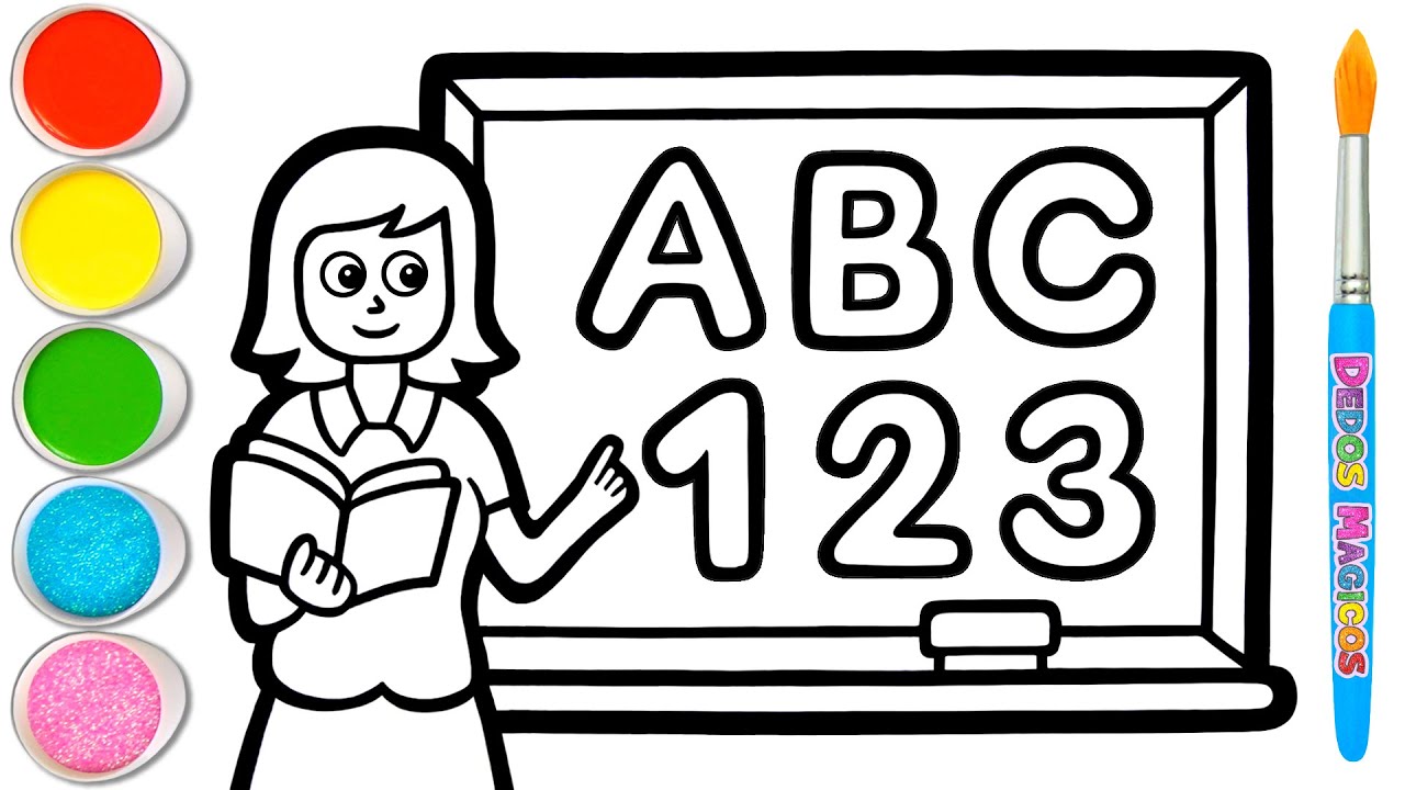 Dibuja y Colorea la Imagen Didáctica del Abecedario con Dedos Mágicos 👩‍🏫❤️🏫 Para Niños #62