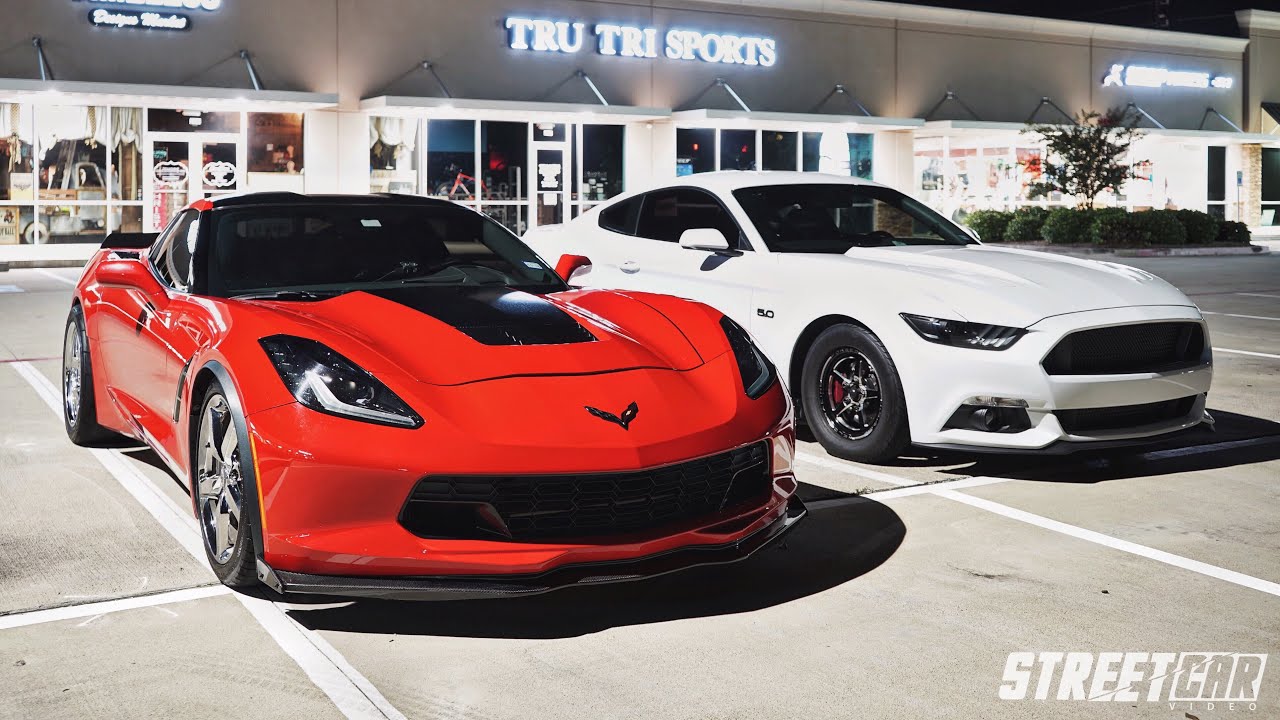 Boosted Vettes vs Boosted Mustangs night of STREET RACING! Fastest 2018 TT 5.0, 1000+hp C7Z, & MORE