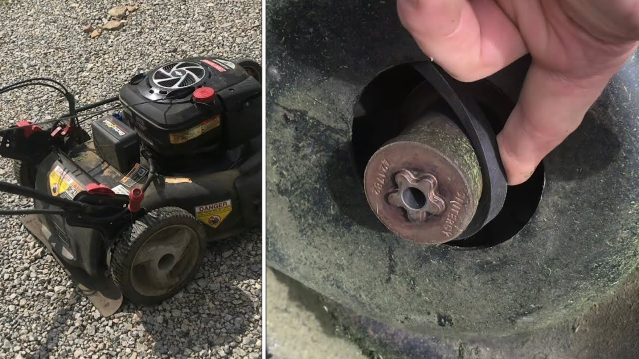 «ремонт» САМОХОДА на газонокосилке (установка ремня) Briggs and Stratton