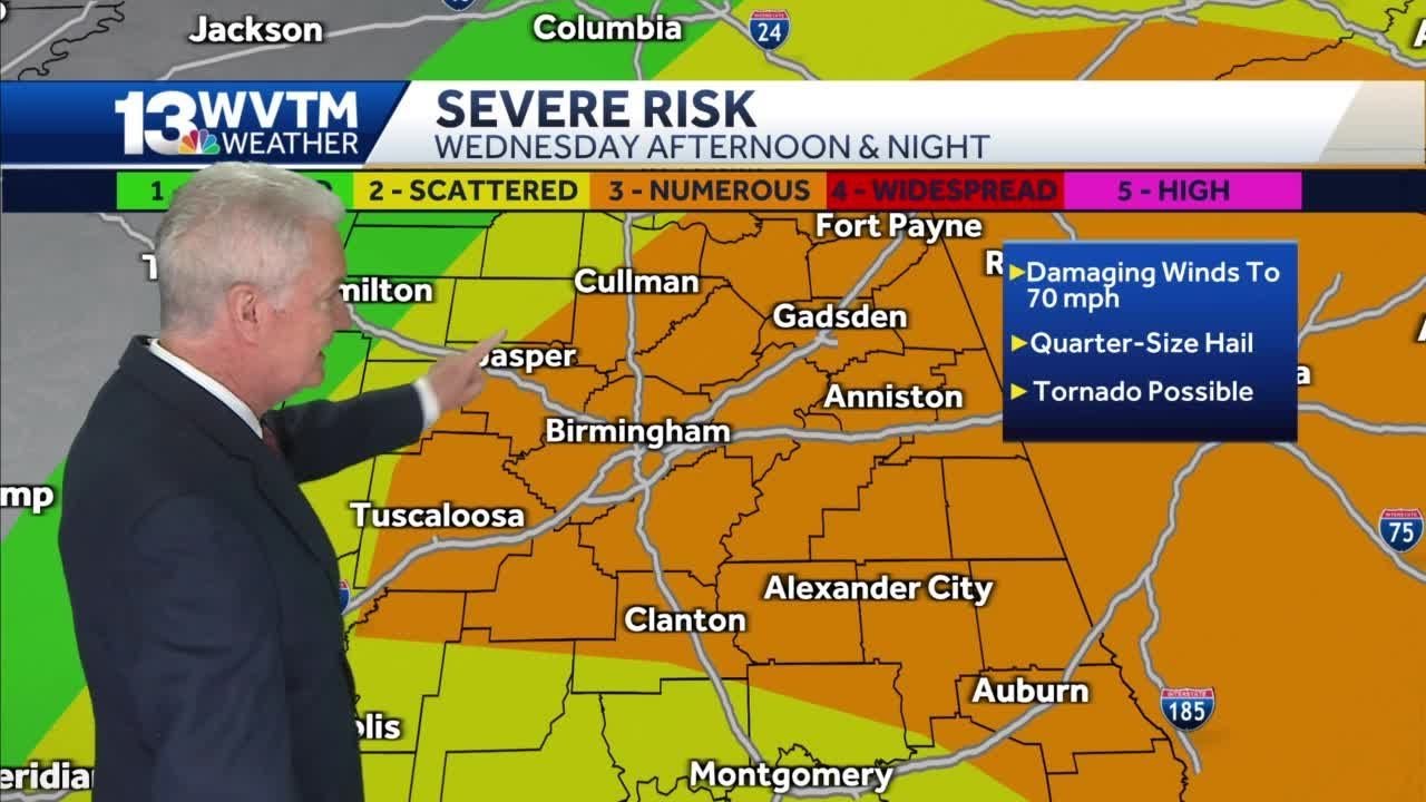 Severe storms forecast Wednesday