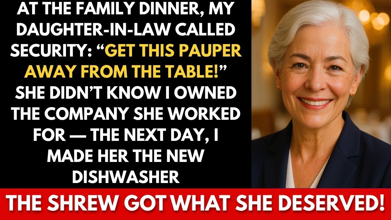At the family dinner, my daughter-in-law called security: Get this pauper away from the table!...