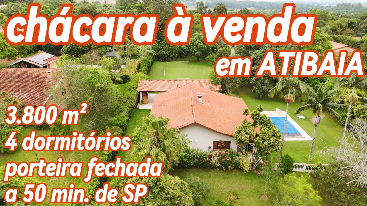 CHÁCARA À VENDA EM ATIBAIA  3.800M² PORTEIRA FECHADA 04 DORMITÓRIOS A 50 MINUTOS DE SÃO PAULO - 144