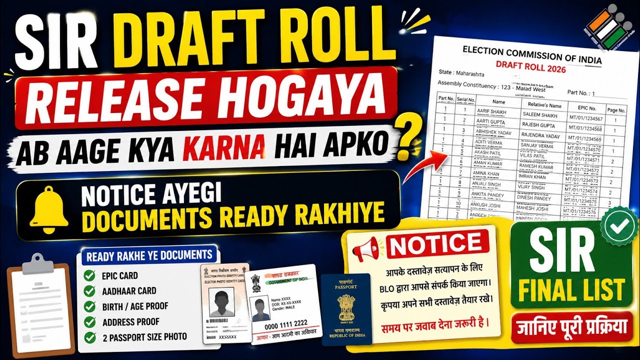 SIR Draft Roll Release! Ab Aage Kya Karna Hai? | Notice Kab Aayegi? | Final List Process Explained