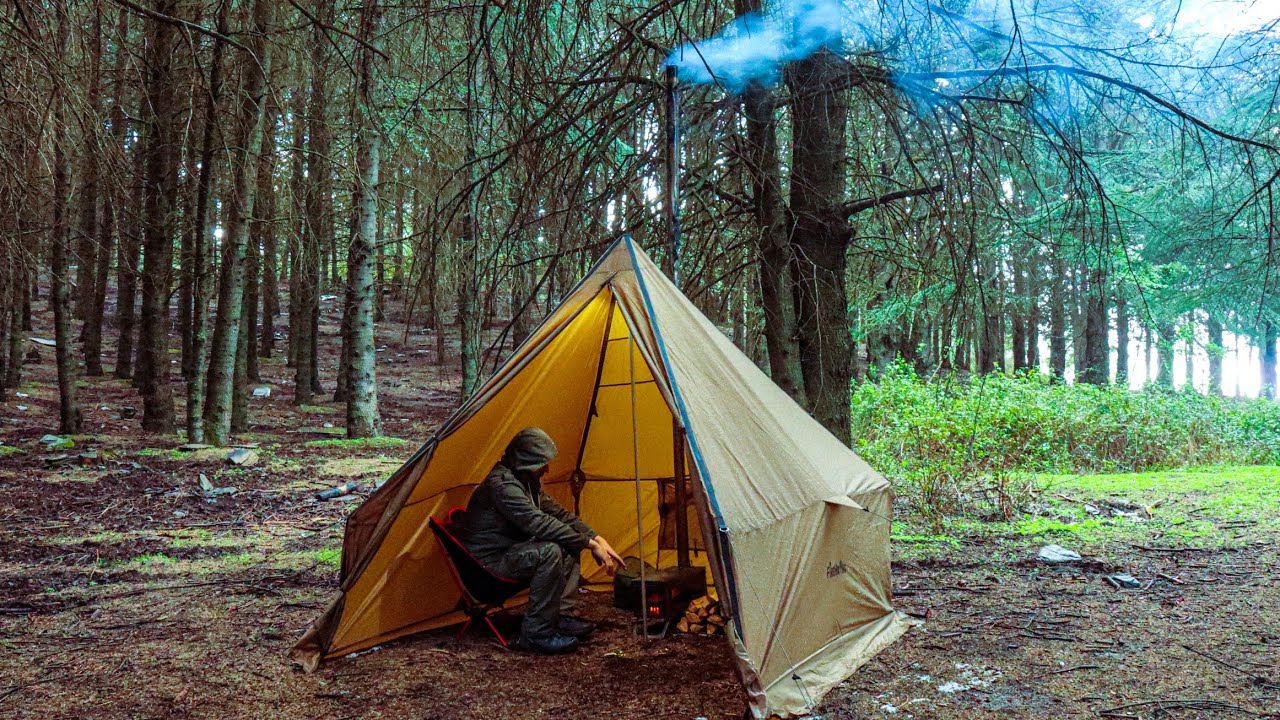 Cozy Solo Camping in Heavy Rain - ASMR Camping Videos