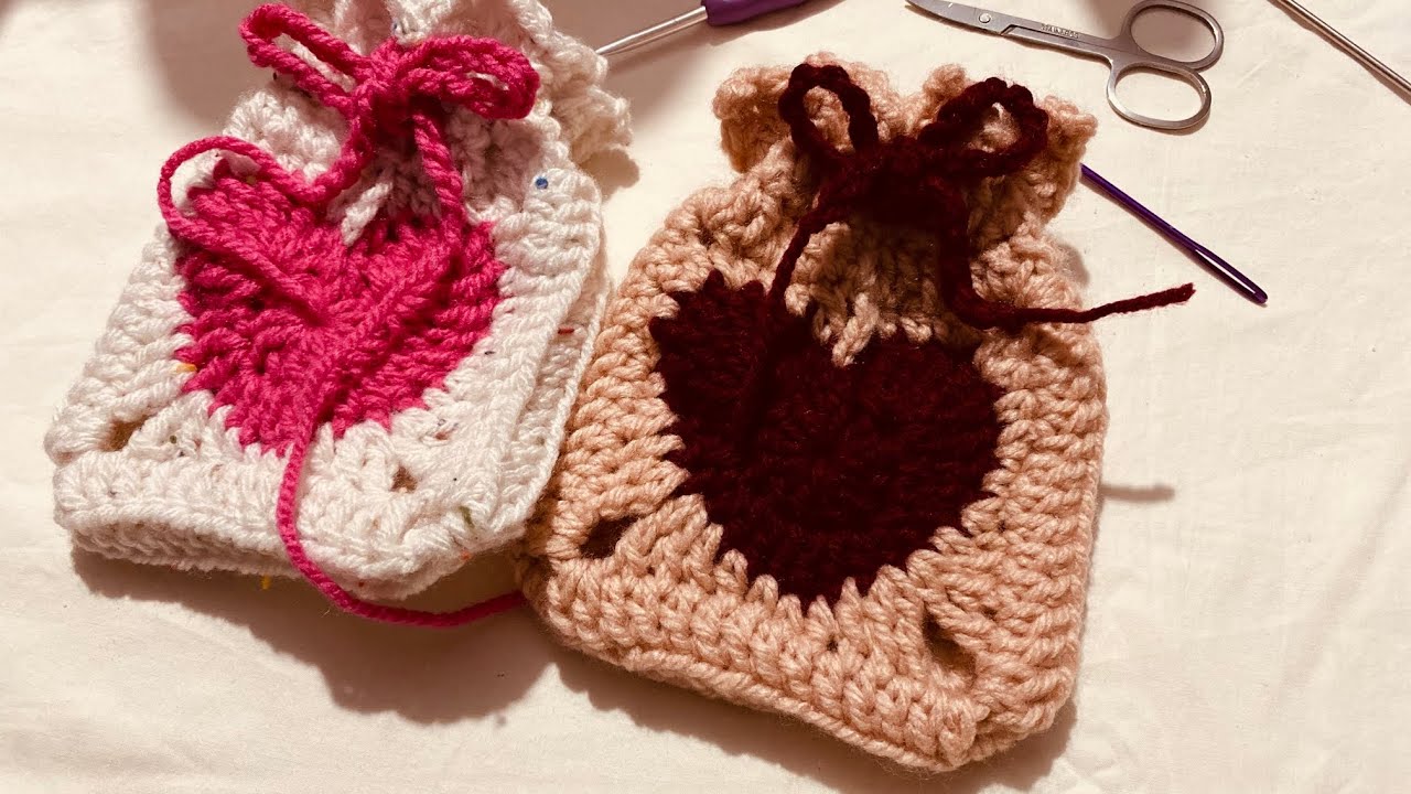 Cute crochet pouch bag كيس صغير كروشي