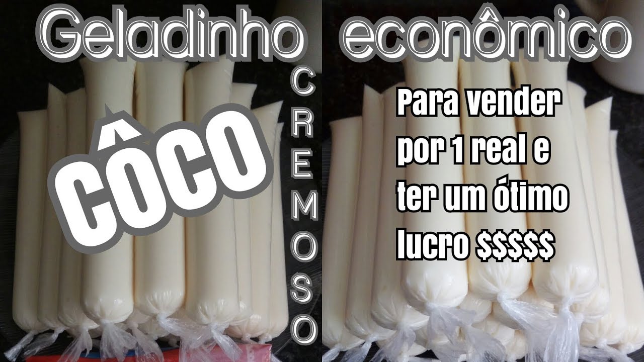 GELADINHO ECONÔMICO DE CÔCO CREMOSO PARA VENDER POR 1 REAL, SACOLÉ DE COCO