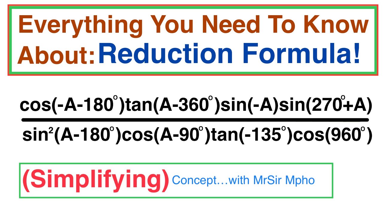 Reduction Formula | Trigonometry Simplified | Grade11&12 | CONCEPT with MrSir Mpho