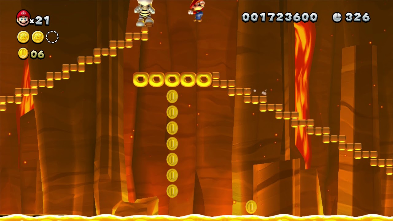Nivel customizado en NSMBU: La lava que desciende.