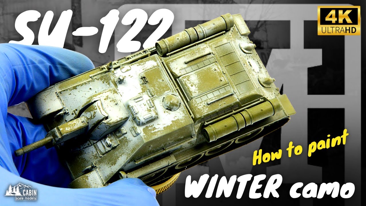 Winter SU-122 in scale 1/72 (PRIMER, 4BO and Winter White color)