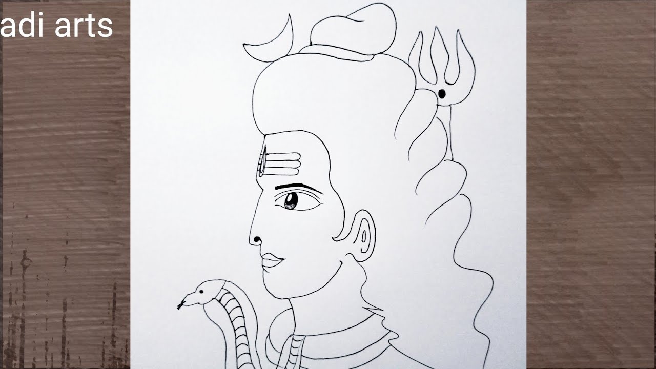 Mahadev Ji Side Face With Snake Outline Pencil Drawing | Lord Mahadev Art 