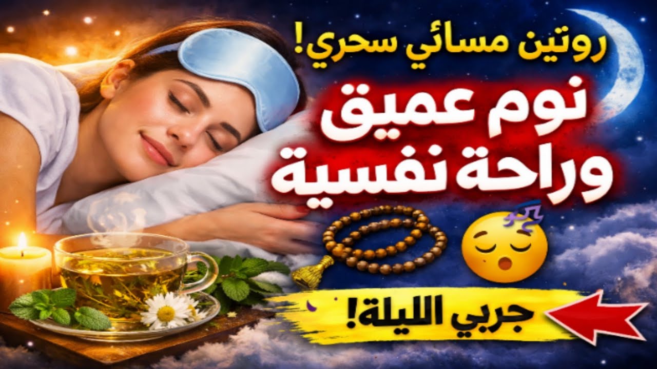 روتين مسائي للنوم العميق | أقوى أعشاب وذكر قبل النوم لوقف التفكير والقلق من أول ليلة