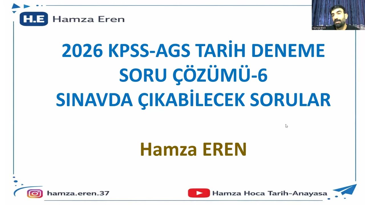 2026 KPSS-AGS TARİH DENEME SORU ÇÖZÜMÜ- ÇIKABİLECEK SORULAR- Hamza EREN #tarih #kpss #ekpss #ags